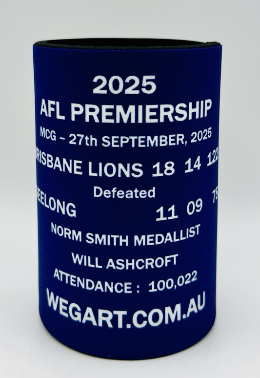 WegArt WEG Premiers Stubby Holder Can Cooler - Brisbane Lions 2025