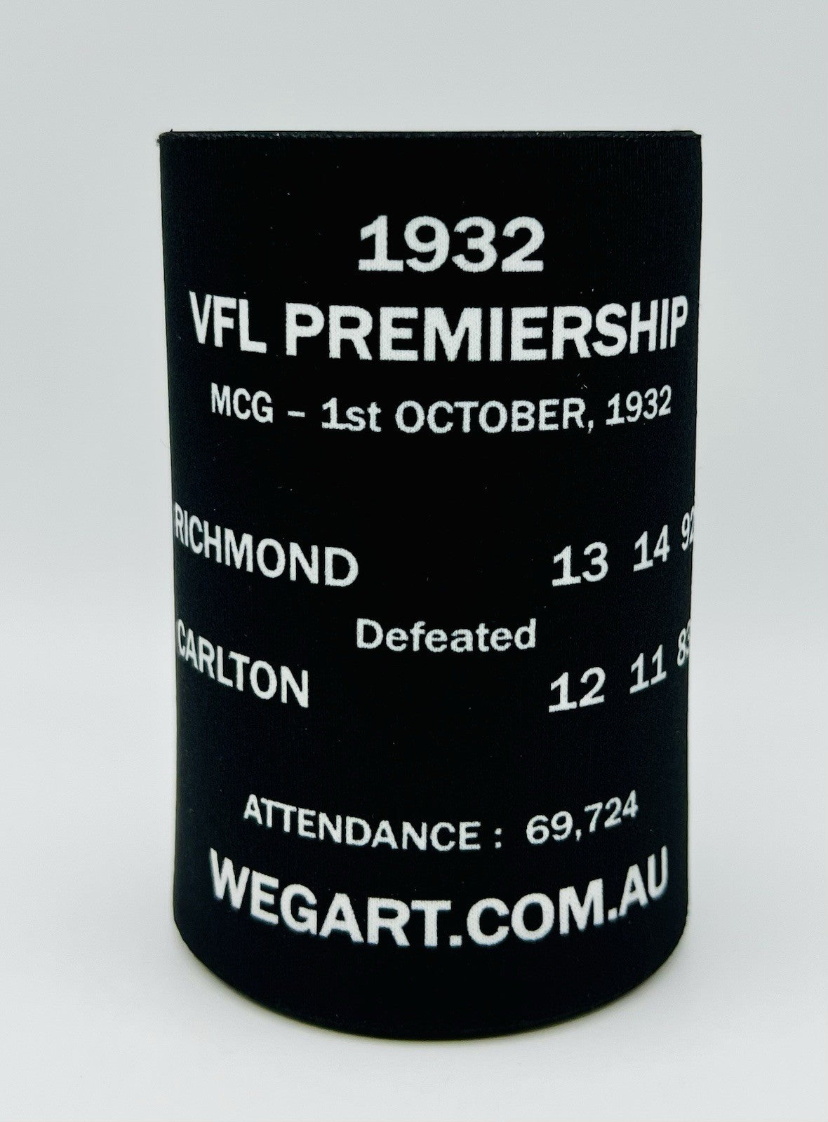 WegArt WEG Premiers Stubby Holder Can Cooler - Richmond Tigers 1932