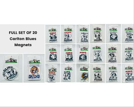 WEG WegArt Full Set Of 20 Premiers & Supporters Fridge Magnets - Carlton Blues