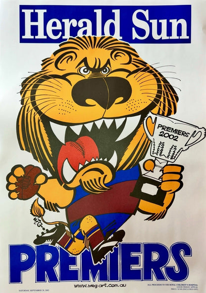 2025, 2024, 2003, 2002, 2001 & Supporter Brisbane Lions Weg Art Premiers Posters
