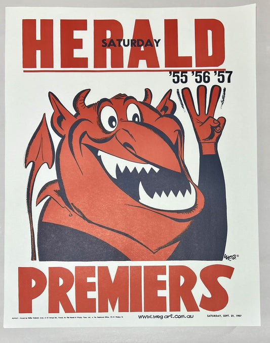 1957 Melbourne Demons WEG Premiers Poster - REPRINT