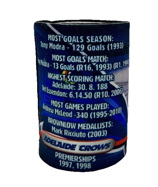Vintage AFL Stubby Holder/Can Cooler Adelaide Crows Club Stats