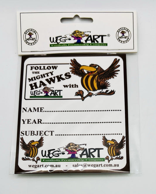 WegArt School Book Stickers Set Of 6 Labels - Hawthorn Hawks