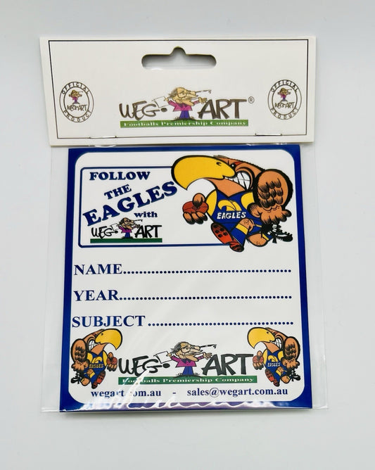 WegArt School Book Stickers Set Of 6 Labels - West Coast Eagles