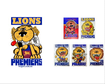 2025, 2024, 2003, 2002, 2001 & Supporter Brisbane Lions Weg Art Premiers Posters