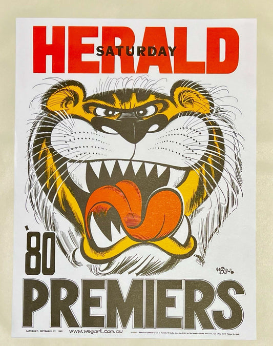 1980 Richmond Tigers Weg Art Premiers Poster - REPRINT