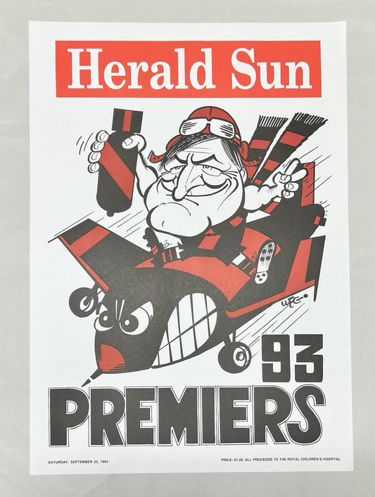 1993 Essendon Bombers WEG Premiers Poster - MINT Condition Original