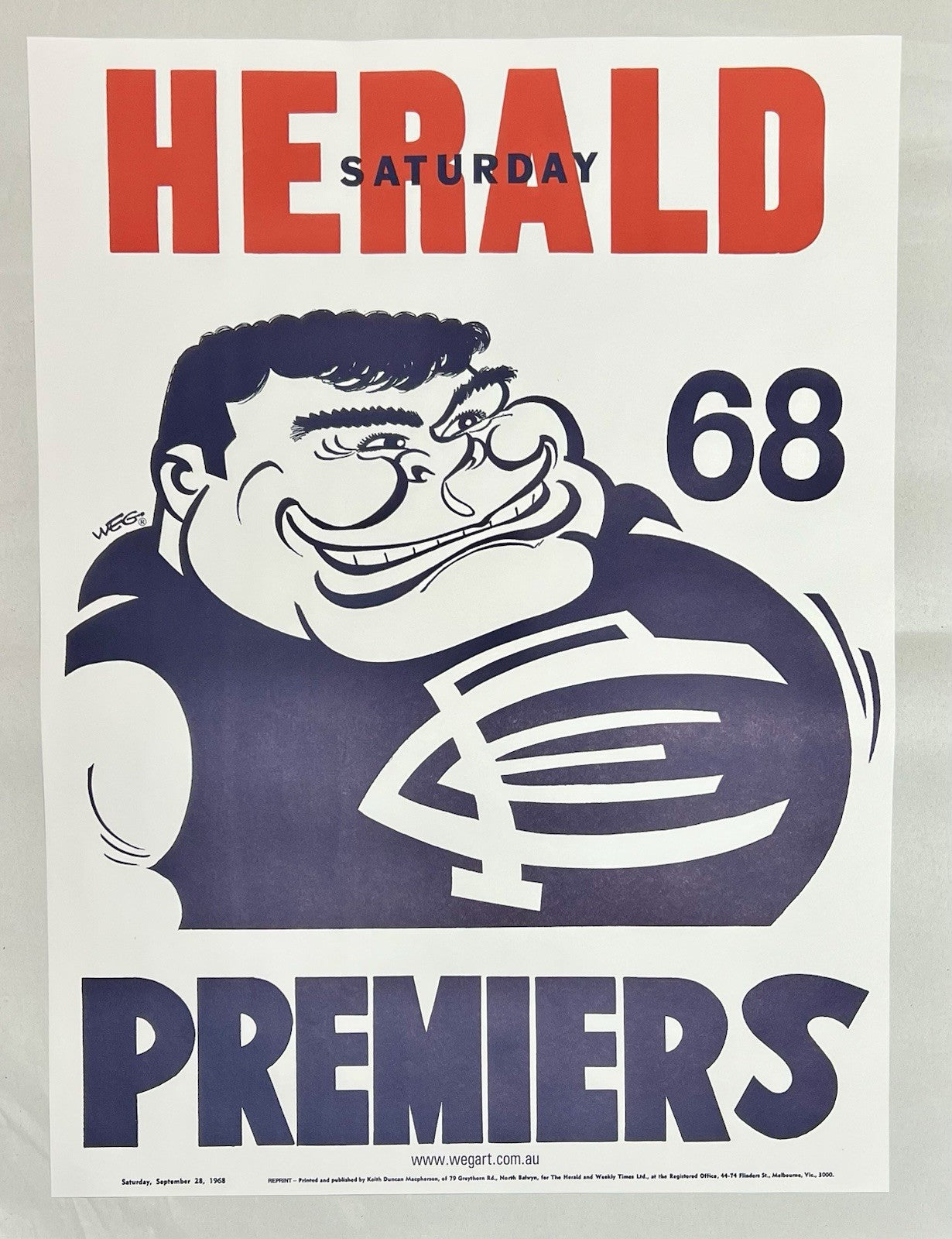 1968 Carlton Blues WEG Premiers Poster - REPRINT