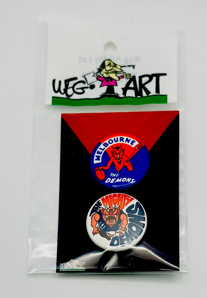 WegArt Twin Pack Button Badge & Zipper Pull / Bag Tag Mighty Melbourne Demons