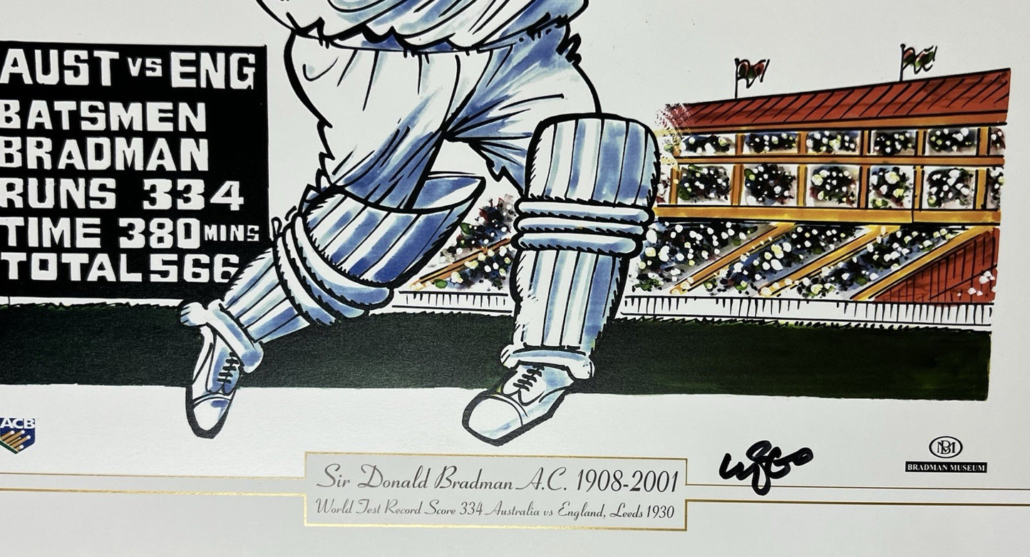 Sir Donald Bradman World Test Record Score 334 By WEG WegArt