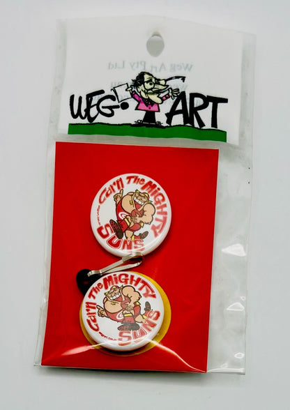 WegArt Twin Pack Button Badge & Zipper Pull / Bag Tag Gold Coast Suns