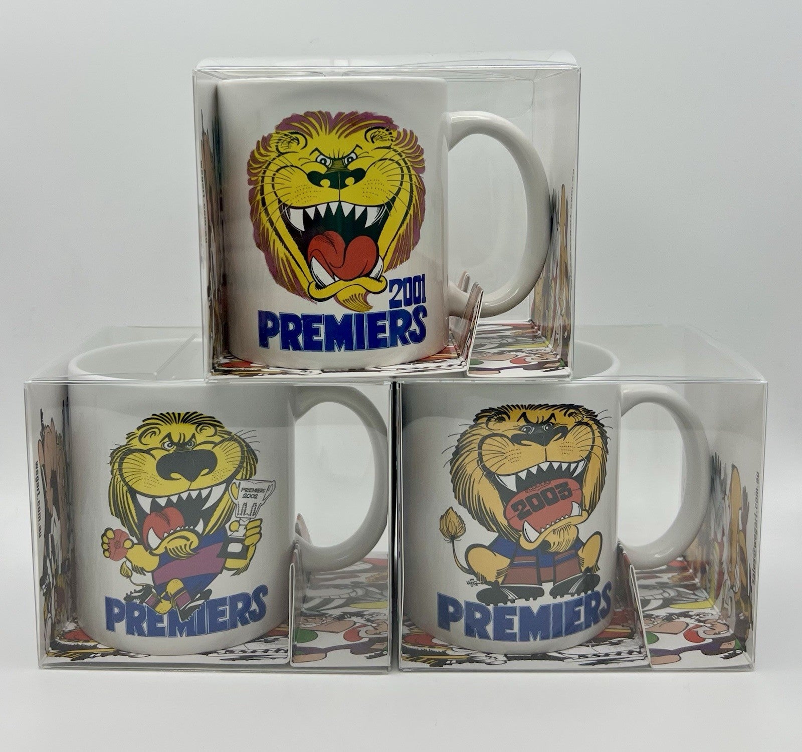 WegArt WEG Premiers Mugs- Brisbane Lions 2001, 2002 & 2003