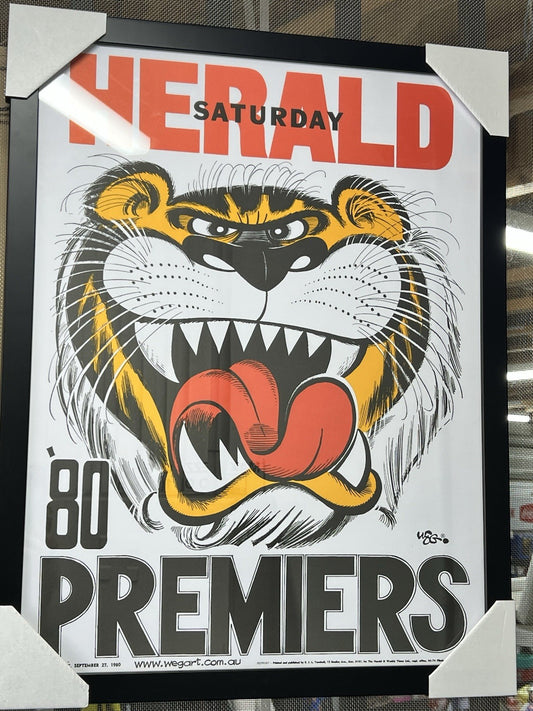 Framed 1980 Richmond Tigers Premiers Poster WEG - Reprint