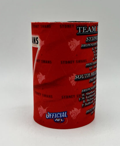 Vintage AFL Stubby Holder/Can Cooler Sydney Swans Team History