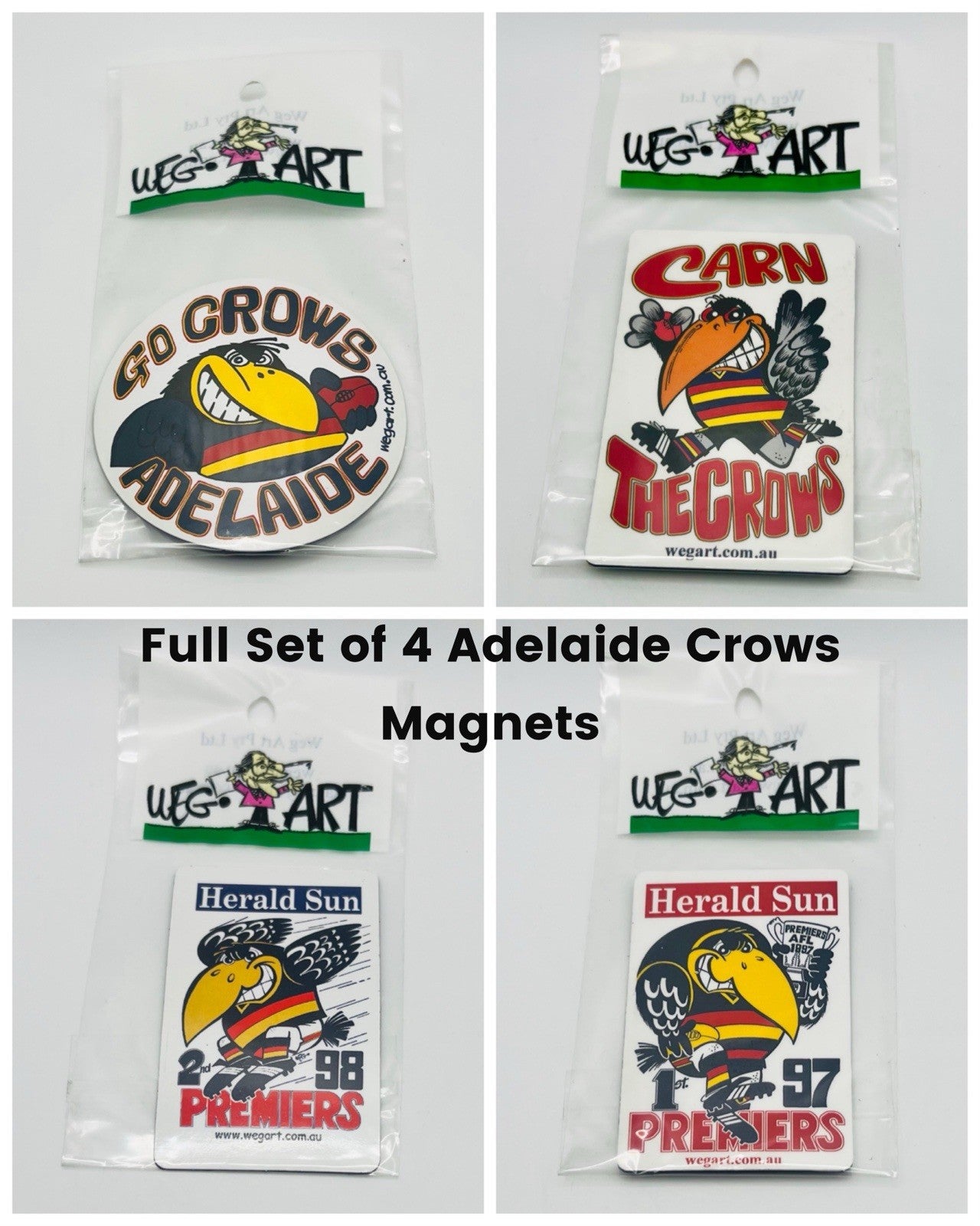 WEG WegArt Full Set Of 4 Premiers & Supporters Fridge Magnets - Adelaide Crows