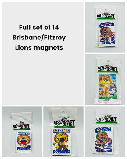 WEG WegArt Full Set Of 14 Premiers & Supporters Magnets - Brisbane/Fitzroy Lions