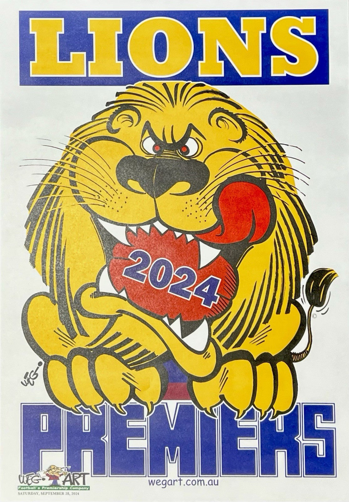 2024 Brisbane Lions Weg Art Premiers Poster