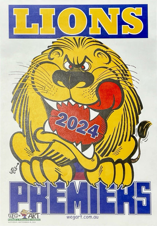 2024 Brisbane Lions Weg Art Premiers Poster