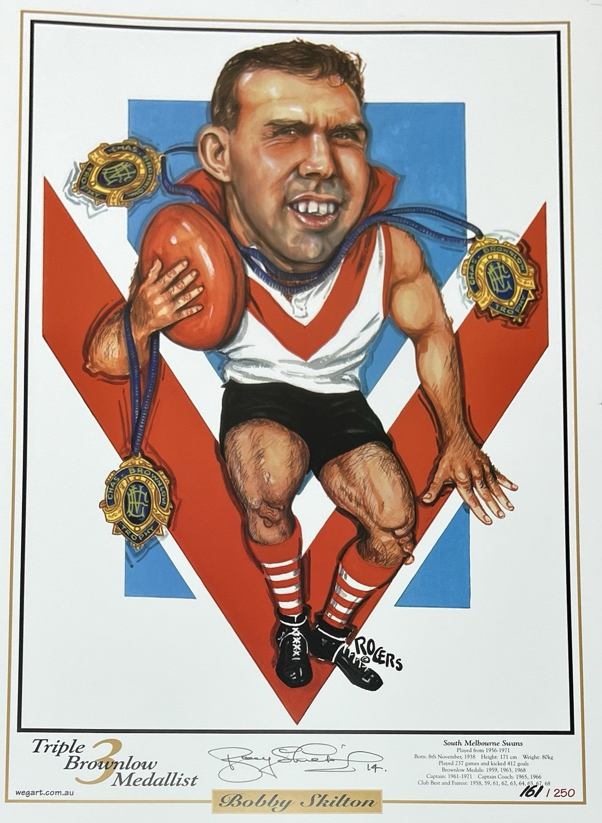 Bobby Skilton Swans Triple Brownlow Medalist WegArt Ltd Ed #161/250 Signed