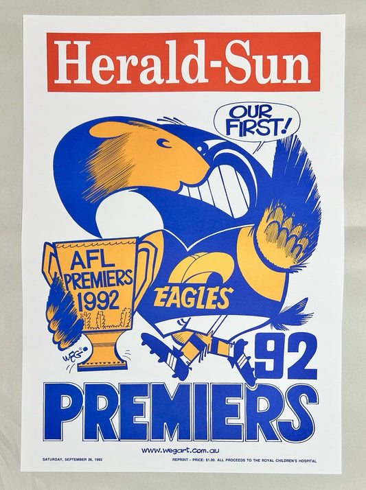 1992 & 1994 West Coast Eagles WEG Premiers Posters - REPRINTS