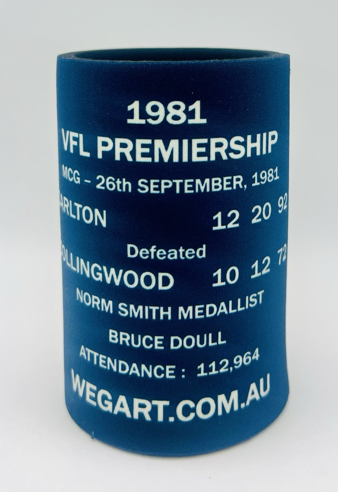 WegArt WEG Premiers Stubby Holder Can Cooler - Carlton Blues 1981