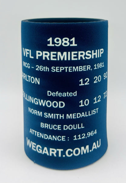 WegArt WEG Premiers Stubby Holder Can Cooler - Carlton Blues 1981