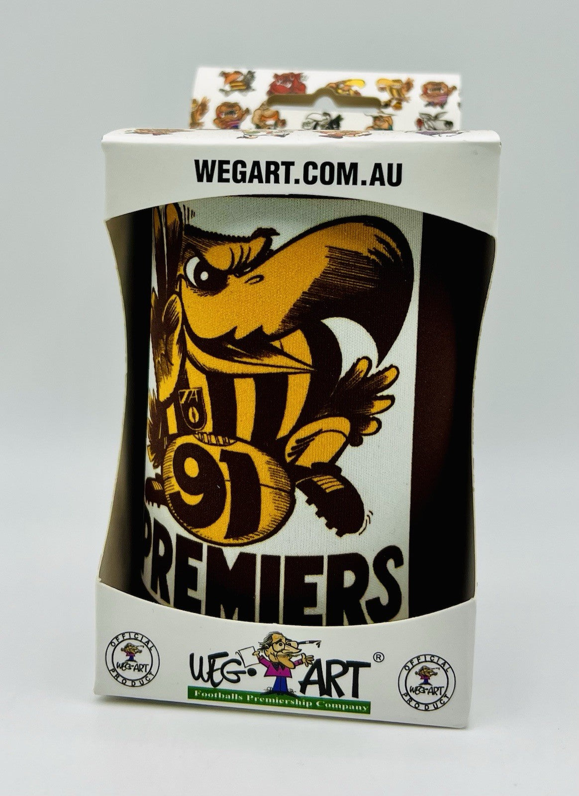 WegArt WEG Premiers Stubby Holder Can Cooler - Hawthorn Hawks 1991