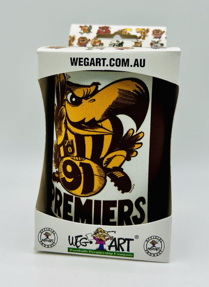 WegArt WEG Premiers Stubby Holder Can Cooler - Hawthorn Hawks 1991