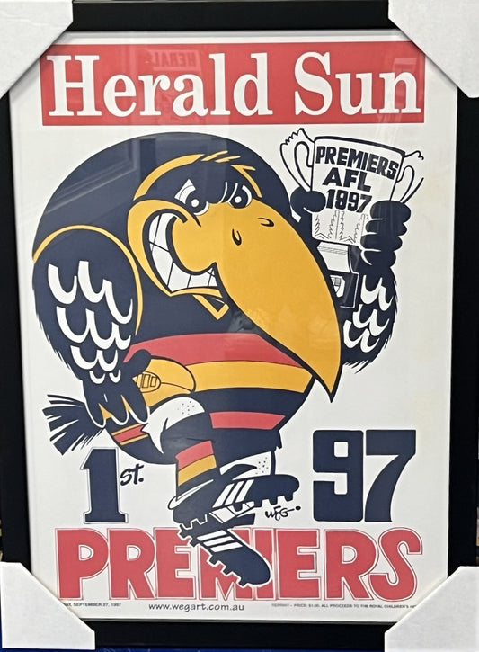 Framed 1997 Adelaide Crows Premiers Poster WEG - Reprint