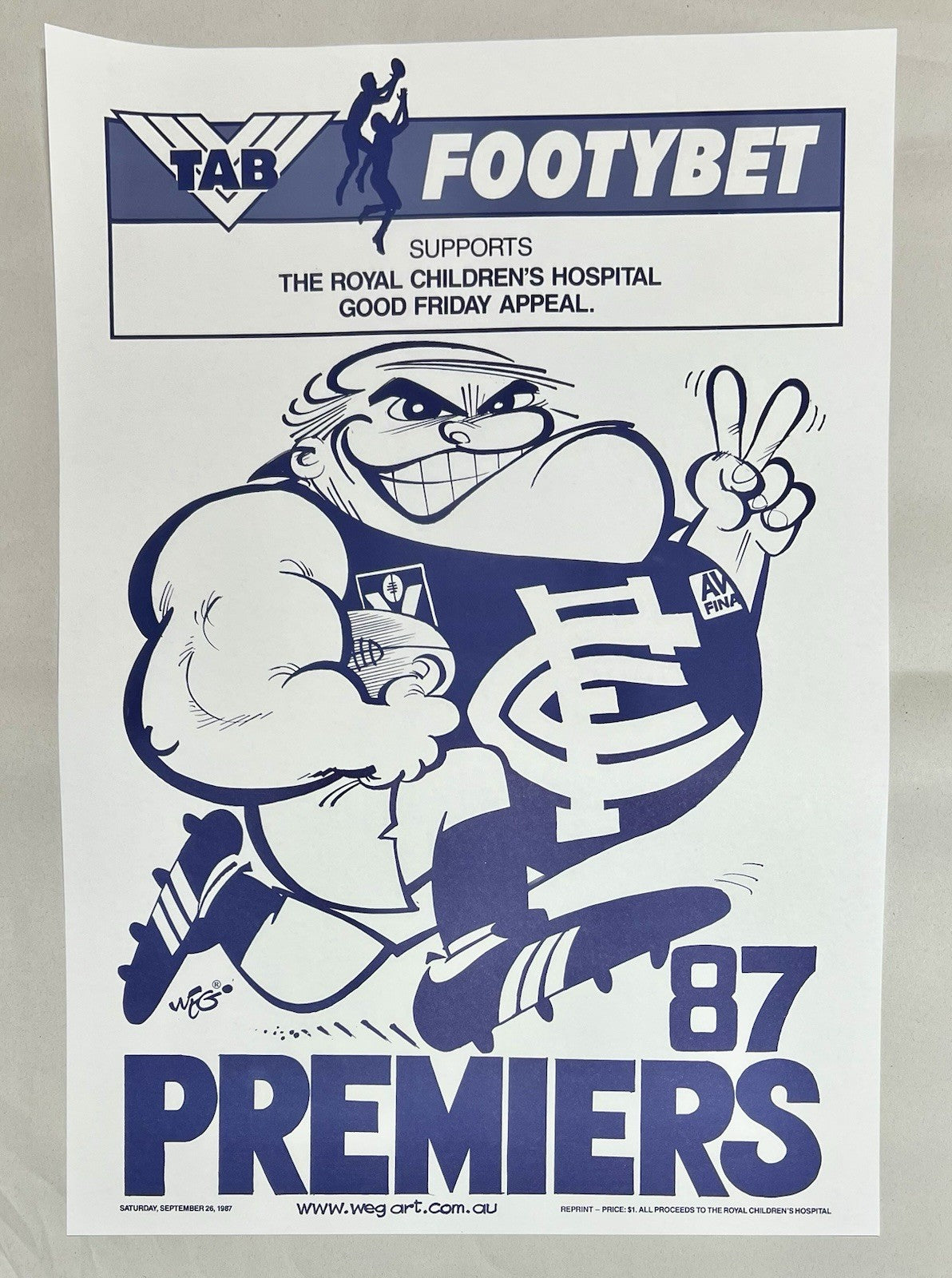 1987 Carlton Blues WEG Premiers Poster - REPRINT