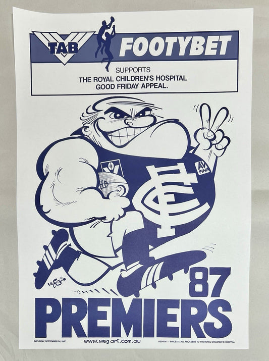 1987 Carlton Blues WEG Premiers Poster - REPRINT