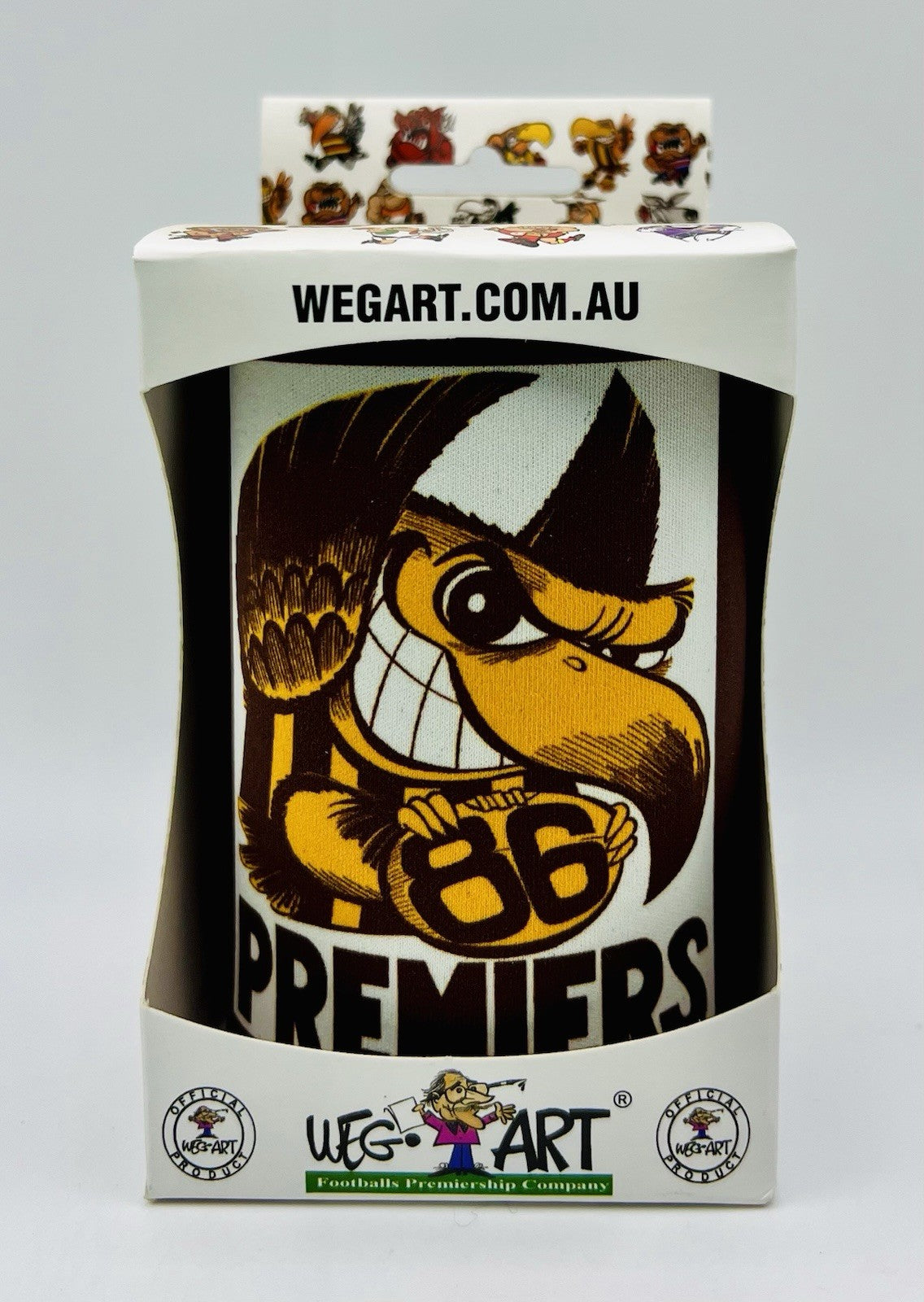 WegArt WEG Premiers Stubby Holder Can Cooler - Hawthorn Hawks 1986