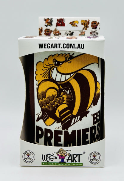 WegArt WEG Premiers Stubby Holder Can Cooler - Hawthorn Hawks 1989