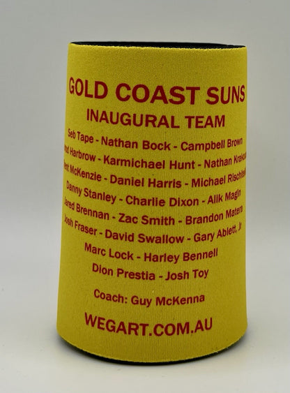 WegArt Stubby Holder Can Cooler - Gold Coast Suns  “Carn The Suns”