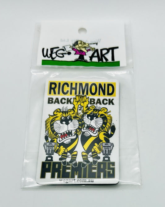 WEG WegArt Premiers Fridge Magnet - Richmond Tigers Back 2 Back 2019 & 2020
