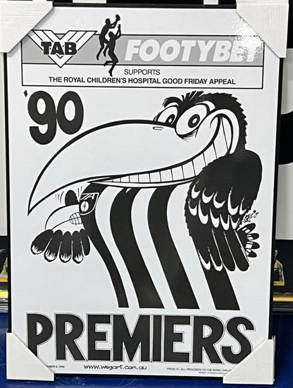 Block Mounted 1990 Collingwood Magpies Premiers Poster WEG - Reprint
