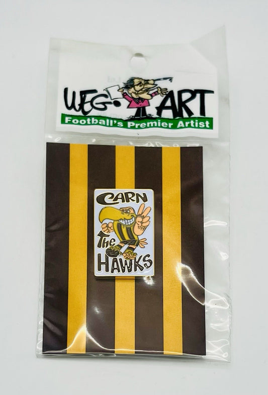 WegArt “Carn The Hawks” Metal Lapel Badge Hawthorn Hawks