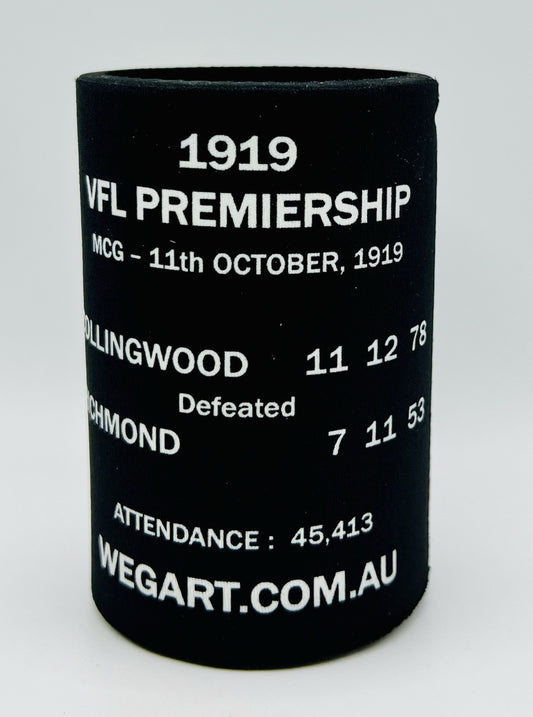 WegArt WEG Premiers Stubby Holder Can Cooler - Collingwood Magpies 1919