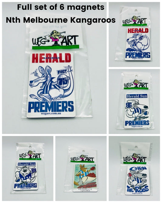 WEG WegArt Full Set Of 6 Premiers & Supporters Fridge Magnets - Kangaroos