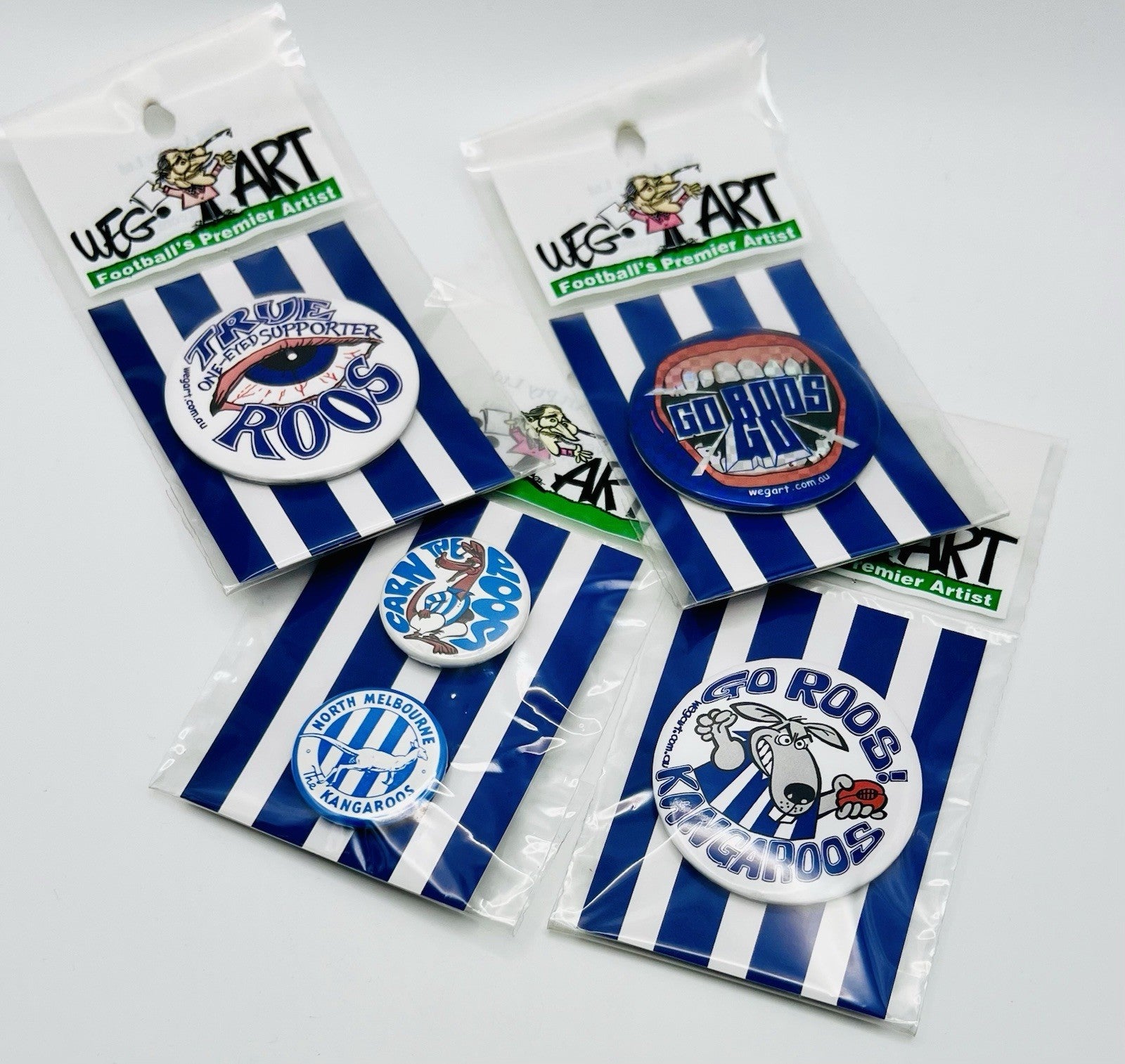 WegArt “Go Roos” Button Badge North Melbourne Kangaroos