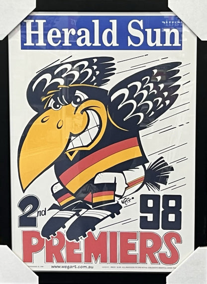 Framed 1998 Adelaide Crows Premiers Poster WEG - Reprint