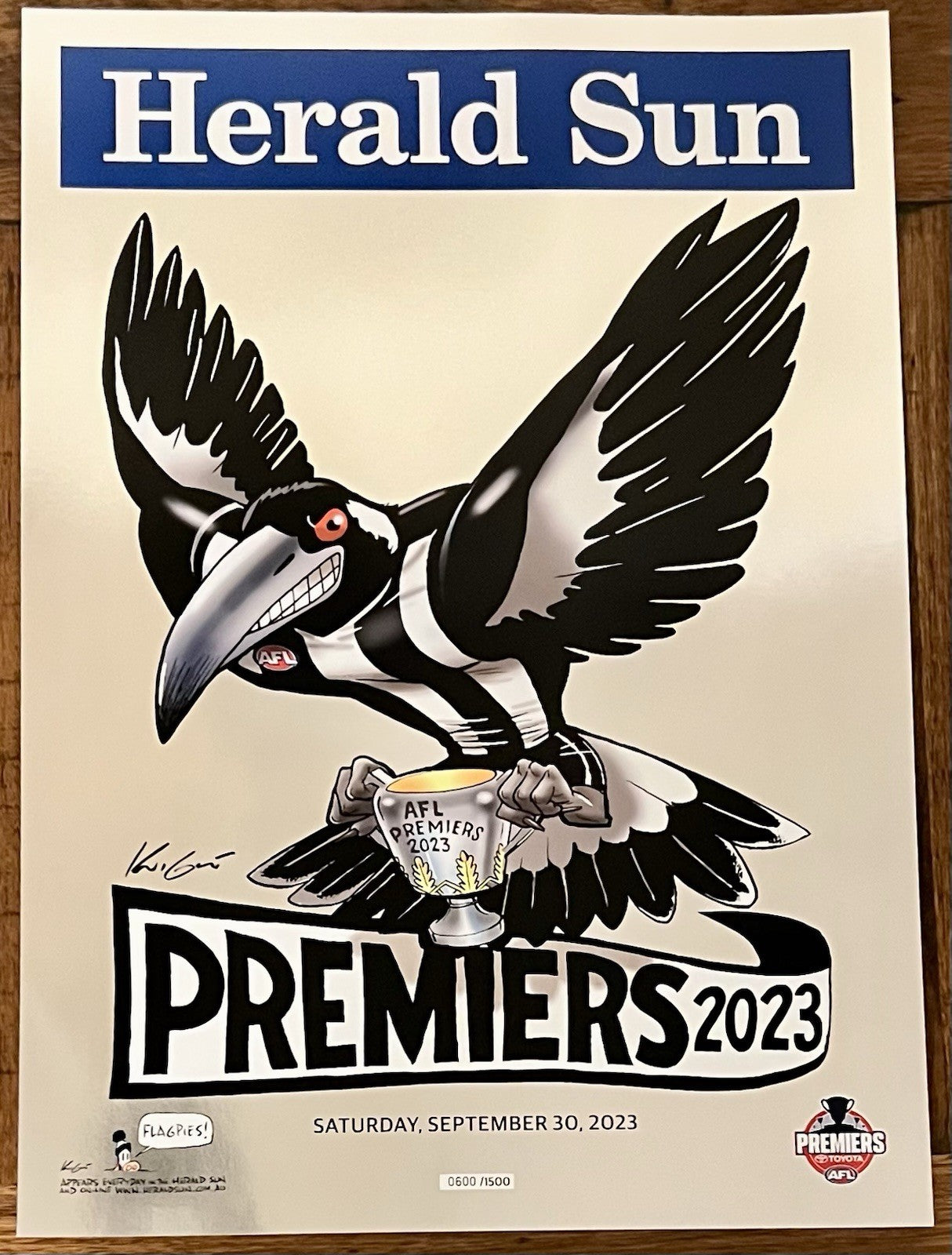 2023 Collingwood Magpies Limited Edition Foil Premiers Poster #600/1500