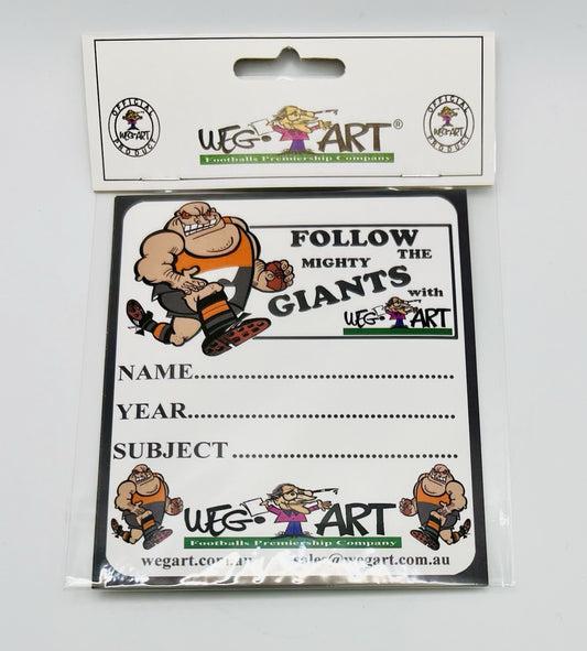 WegArt School Book Stickers Set Of 6 Labels - Greater Western Sydney Giants