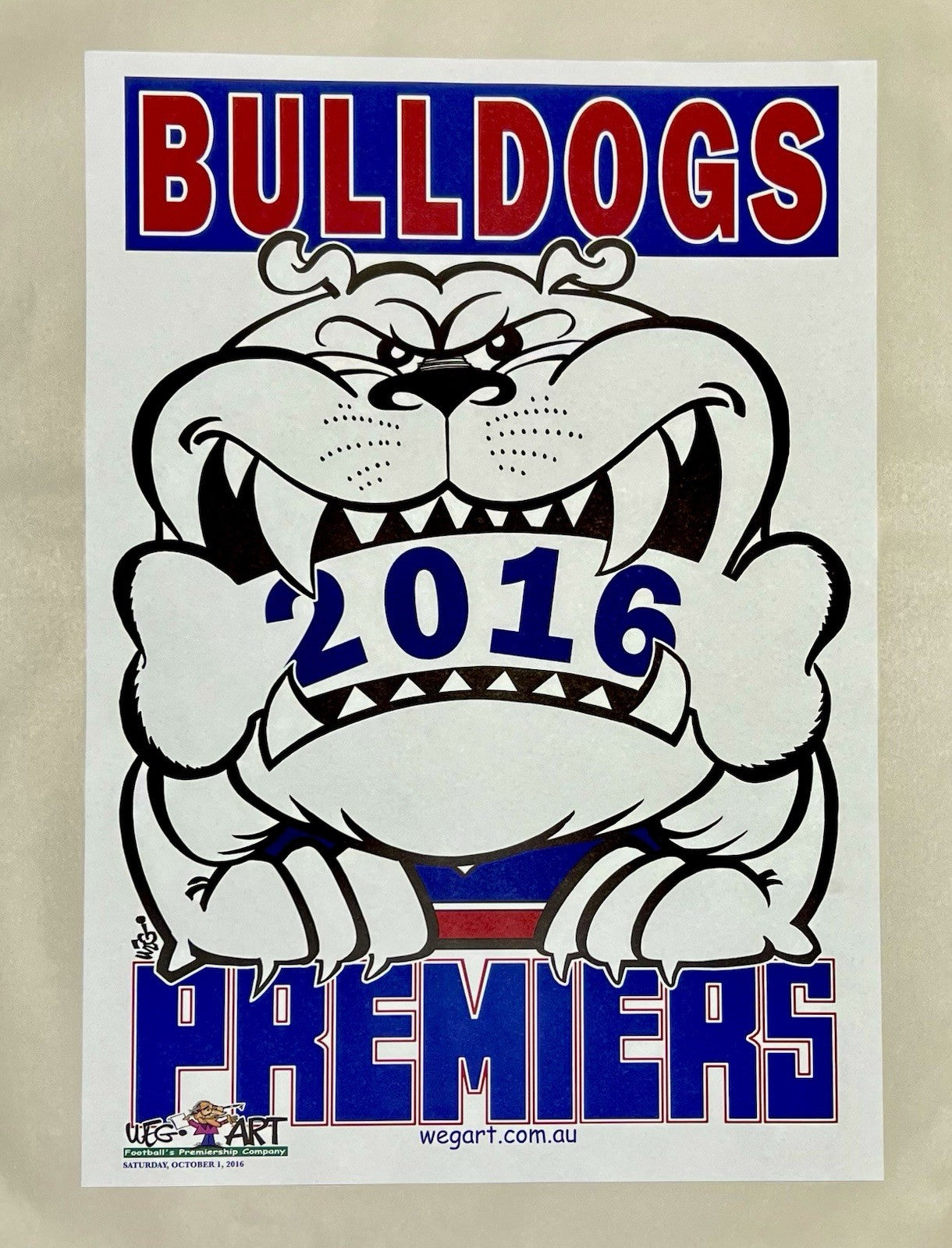 2016 Western Bulldogs Weg Art Premiers Poster