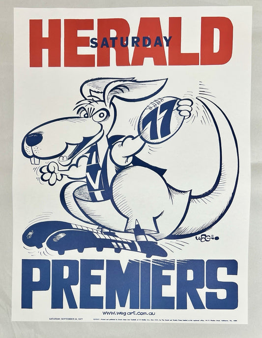 1977 North Melbourne Kangaroos WEG Premiers Poster - REPRINT