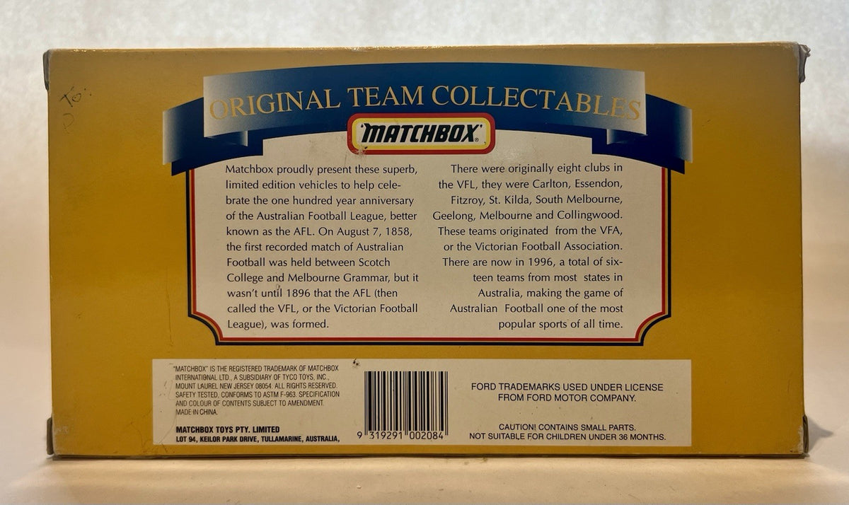 Matchbox AFL Centenary Original Team Collectable Cars Fitzroy Lions 1996