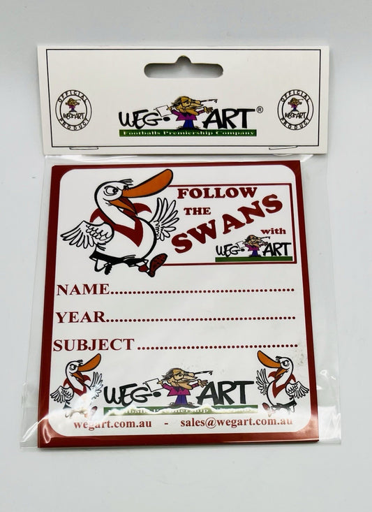WegArt School Book Stickers Set Of 6 Labels - Sydney Swans
