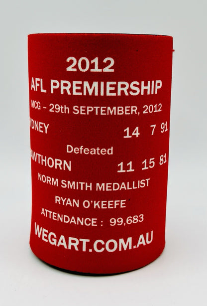 WegArt WEG Premiers Stubby Holder Can Cooler - Sydney Swans 2012