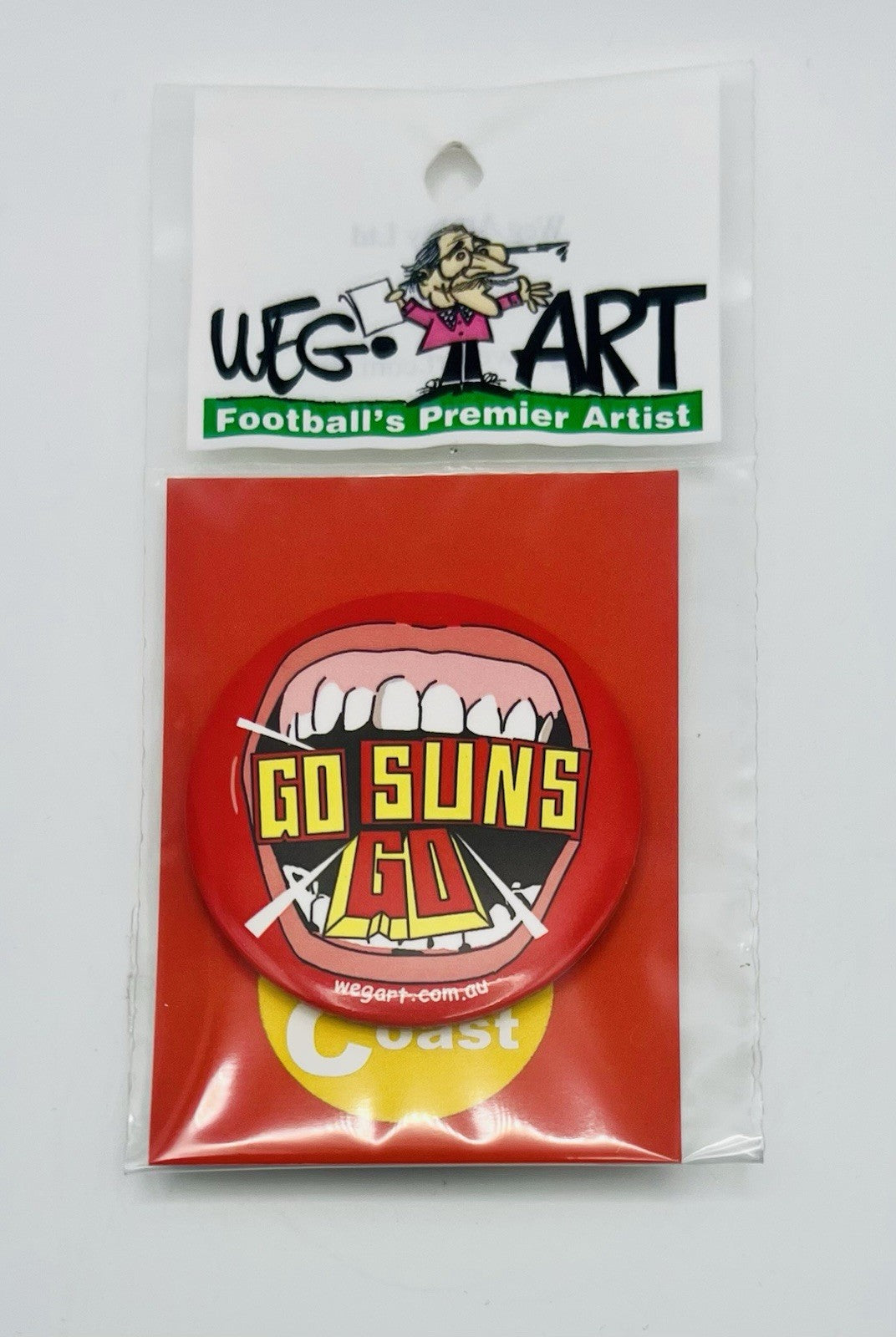 WegArt “Go Suns Go” Button Badge Gold Coast Suns