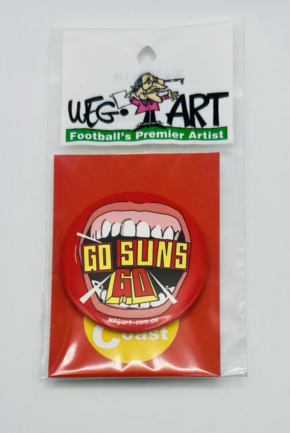 WegArt “Go Suns Go” Button Badge Gold Coast Suns